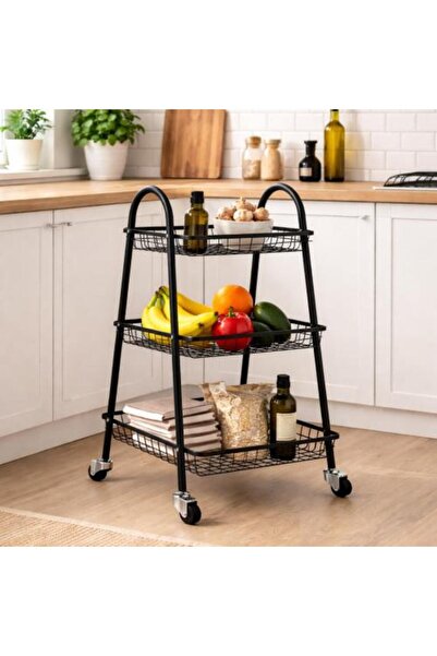 Generis Metal Storage Cart with Three Layers and Wheels