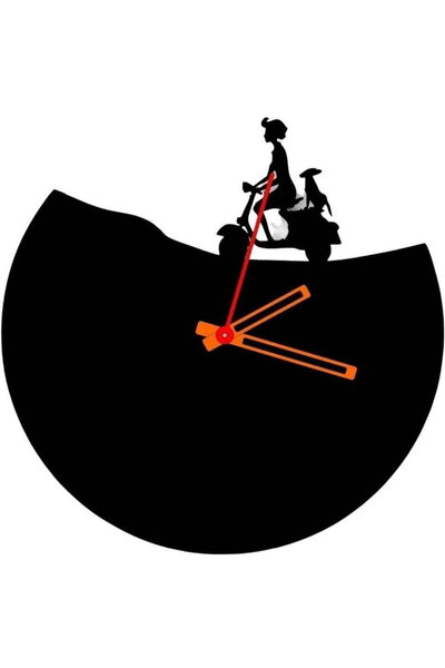 Vivatechnix Ceas de perete metalic Krodesign Vespa, diametru 50 cm, negru