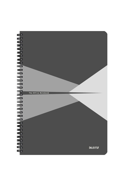 Leitz Office notebook, PP, A4, 90 sheets, spiral bound, dictando, grey