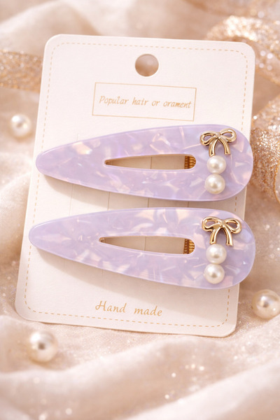 Srctech Light Purple Patterned Acrylic Set of 2 Side Buckles