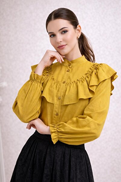 TUGBA COLLECTION Yeni Sezon Pile Detaylı Causal Şık & Trend Gömlek