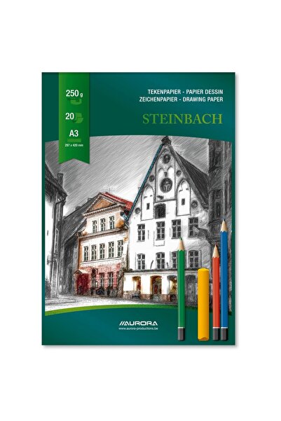 Aurora Bloc desen A3, 20 file - 250g/mp, Steinbach - carton alb