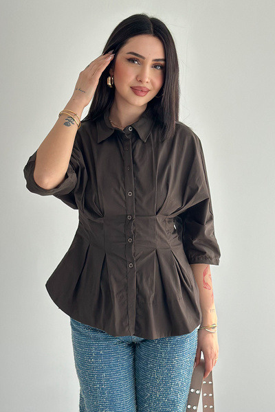 Noa&Noa Women's Waist Formed Shirt – Buttoned Half Sleeve Stylish Shirt