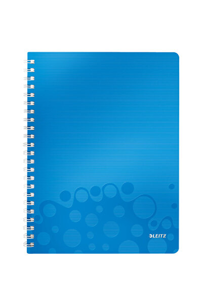 Leitz Caiet de birou Wow, PP, A4, cu spira, dictando - albastru metalizat