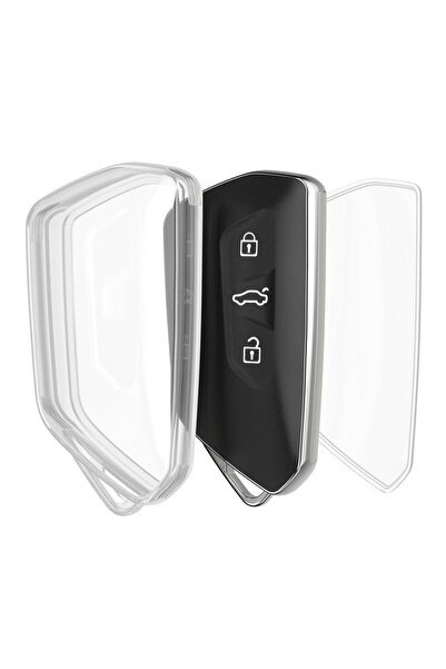 KWmobile Carcasă cheie auto pentru VW 3 butoane, transparentă, silicon, KWM00...