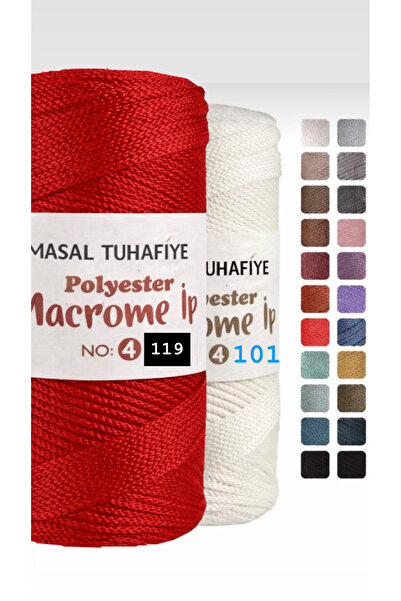MASAL TUHAFİYE POLYESTER MAKROME KIRMIZI BEYAZ 400GR İKİZ 4 NUMARA