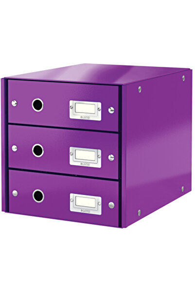 Leitz Suport cu 3 sertare, din carton laminat, Click & Store - mov