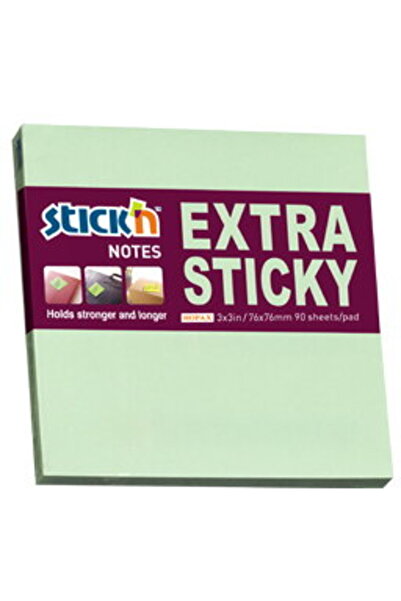 Stickn Notes autoadeziv extra-sticky 76 x 76mm, 90 file, Stick"n - verde pastel