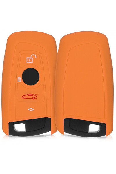 KWmobile Car Key Case for BMW - 4 Buttons, Silicone, Orange, 40949.29