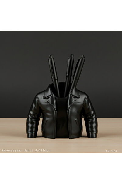 CT STONES Black Jacket Design Pen Holder Desktop Plastic Organizer