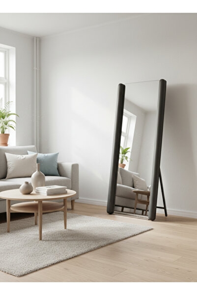 MARIA HOMES مرآة أرضية بإطار أسود، مرآة طويلة قائمة لتزيين غرفة النوم