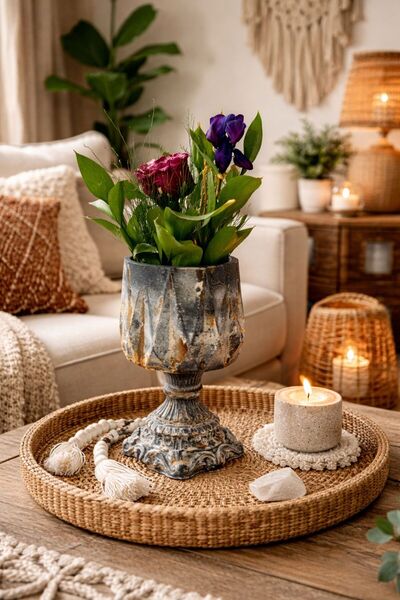 SalepHome EL YAPIMI ESKİTME DEKORATİF SAKSI VAZO,PAS GÖRÜNÜMLÜ PASLANMIŞ ESKİ...