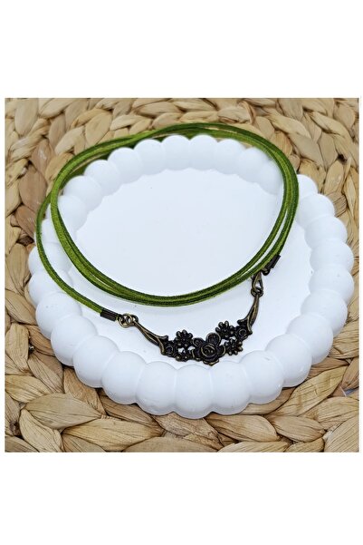 Bijustore Süet - Antik Sarı Kadın Choker