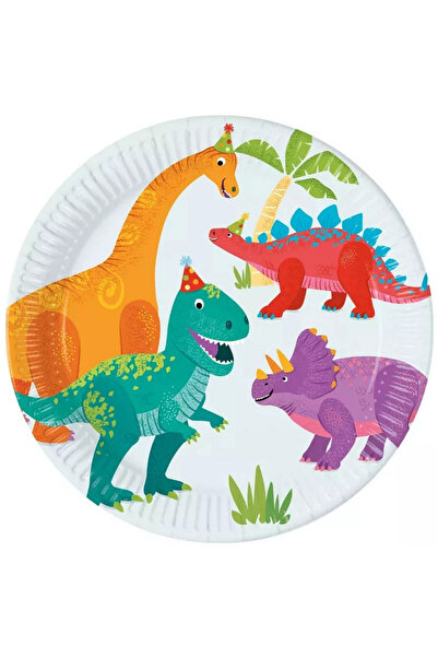 Procos Set of 8 Dino Party plates 23 cm Blue