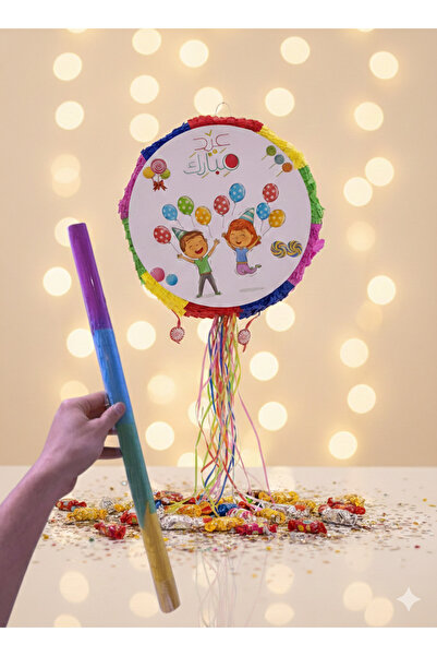 Gerenic Colorful Eid piñata 45cm with a beating stick | To add joy and excite...