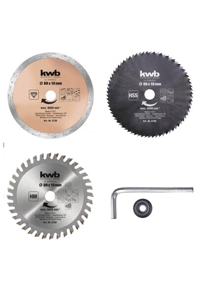 Einhell circular saw blade set 89mm, 5 pieces (bore 10mm, for mini hand circu...