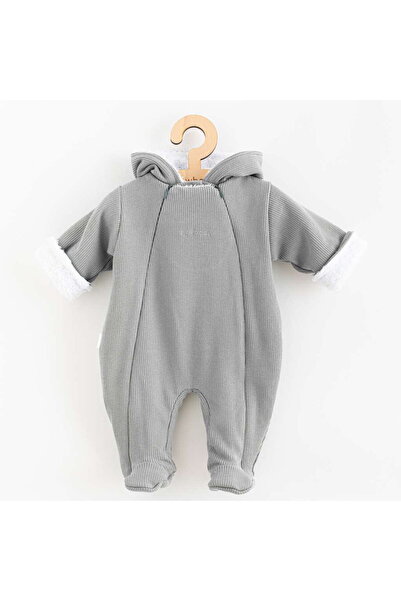NEW BABY SHOP Salopetă pentru bebeluși cu glugă, gri înghețat, mărimea 56 (0-...