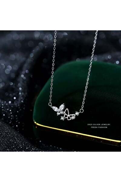 Generic قلادة نسائية فضة عيار 925 تصميم رفرفة الأنوثة