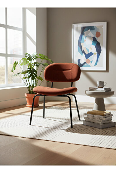 MARIA HOMES كرسي طعام عصري من مخمل الأحمر بأرجل معدنية، كرسي مريح لغرفة الطعام