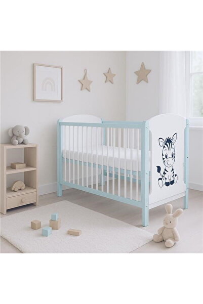 NEW BABY SHOP Pătuț nou pentru bebeluși ELSA Zebra, alb și mentă