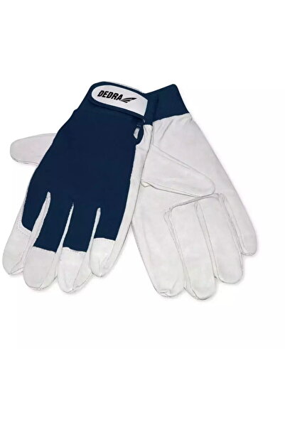 DEDRA EXIM Protective gloves, Leather , size 9, navy blue