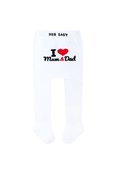 NEW BABY SHOP Colanți albi din bumbac „I Love Mum and Dad” pentru bebeluși, m...