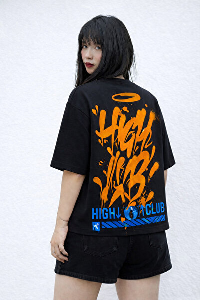 MARKATEM Γυναικεία Ανδρικά Μπλουζάκια High Club με τύπωμα oversized Unisex – ...