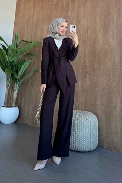 Hazamoda Set dublu cu eșarfă Acıkahve