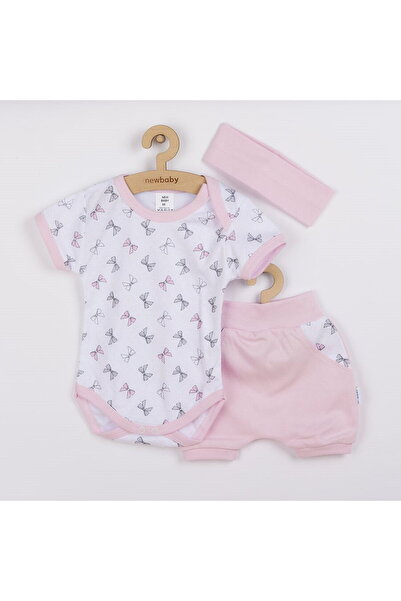 NEW BABY SHOP Set 3 piese din bumbac de vară pentru bebeluși, roz, mărimea 92...