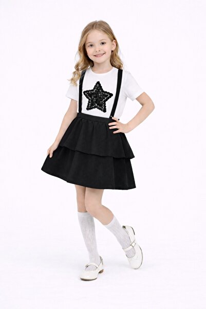 Nacar 23 Nisan 29 Ekim Gösteri Kıyafeti Payetli Yıldız Detaylı Tişort Kız Çoc...