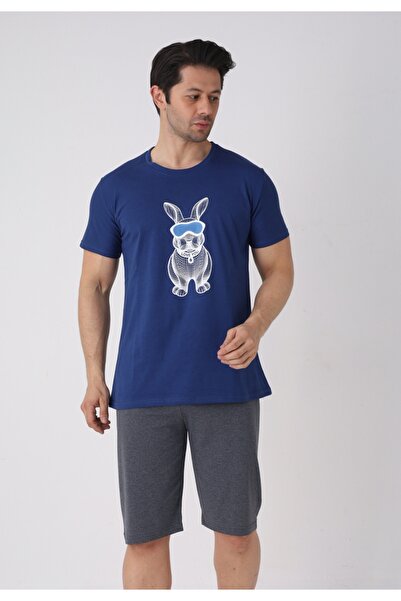 Serena Pijama bărbați Paște, Bluemarin– tricou bumbac 100% și pantaloni 3/4