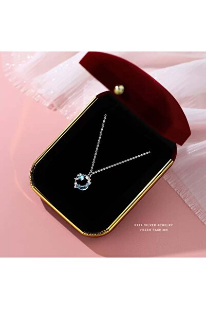 Generic قلادة نسائية فضة عيار 925 تصميم حلم القمر