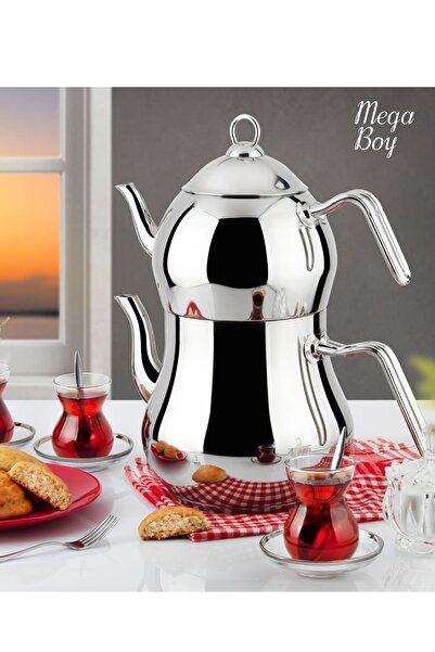 Lines Mega Boy Paslanmaz Çelik Çaydanlık Şahmeran Büyük Boy Çeyizlik Çaydanlı...