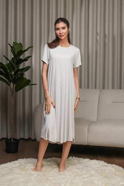 hendam Soft white floral print house dress - gray