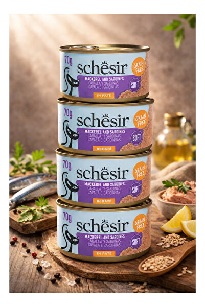 Schesir Mackerel and Sardine Cat Food in Soft Pâtés, Grain-Free - Natural Rec...