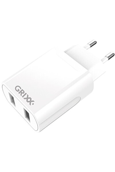 Grixx Incarcator priza 220V, Optimum - 2 x USB - alb