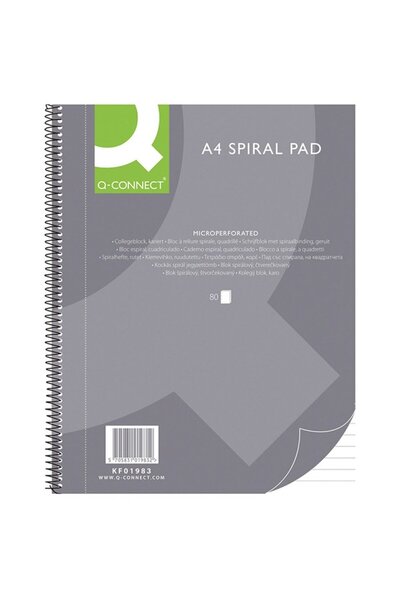 Q-Connect Caiet cu spirala, A4, 80 file - 70g/mp, 4 perf., coperti carton, - ...
