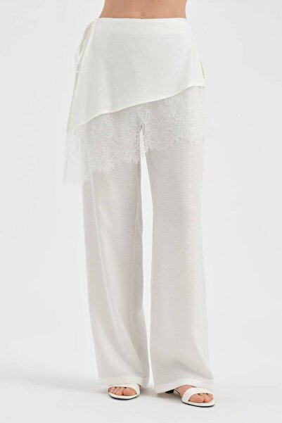 tw3 Women's Lace Detailed Design Trousers with Skirt Look