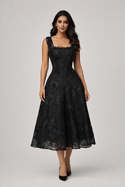 AMAZ فستان كلوش دانتيل