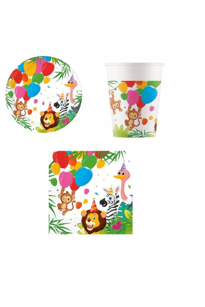 Procos 36-piece set of accessories for children's Jungle Balloons party 33x33...