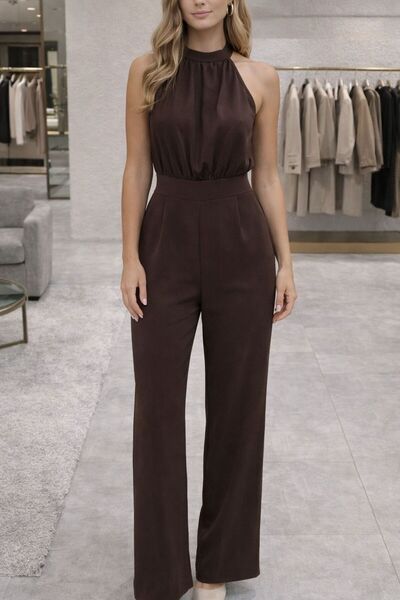 La cannee Ruched Detail Sleeveless Women's Jumpsuit