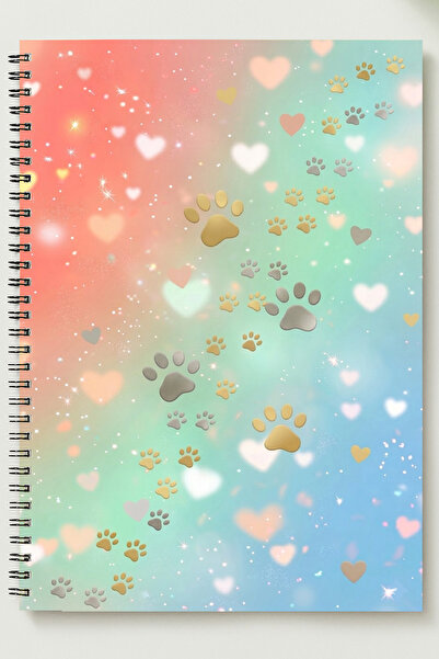 BLACKONECLASS Special Color Design Paw Themed A5 Metal Spiral Bound Unlined C...