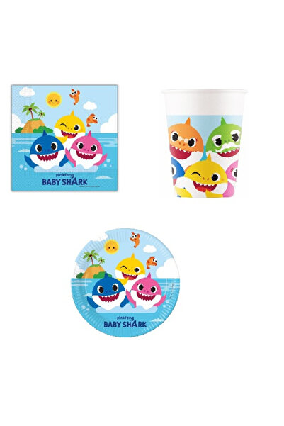 Baby Shark Set de accesorii pentru petreceri pentru copii, format din 36 de p...