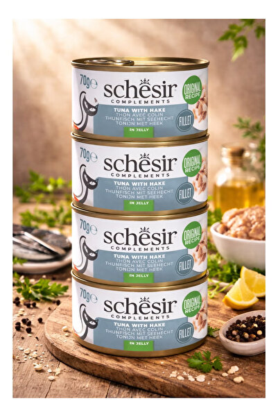 Schesir طعام قطط بالتونة مع سمك الهك في الجيلي، وصفة طبيعية من فيليه التونة و...
