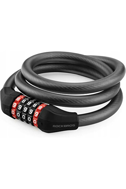 ROCKBROS Lacăt pentru bicicletă RKS507-1BK cu combinație 1,8 m - negru