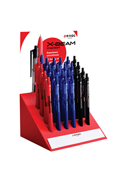 PENAC Display pixuri X-Beam, rubber grip, clema plastic, 0.7mm, 24 buc/displa...