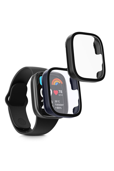 KWmobile Set de 2 huse cu sticlă securizată pentru Xiaomi Redmi Watch 3 Activ...