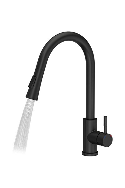 Quadron Baterie bucătărie JULIA Steinsteel Pull Out + Stream Change VERY BLAC...