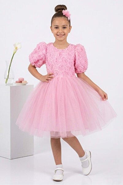Mnk Baby&Kids Luvia Short Sleeve Girls Tutu Evening Dress M00811 Pink
