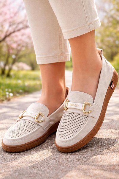 Platana Women's Orthopedic Sole Buckled Loafers - Comfortable and Soft Casual Shoes